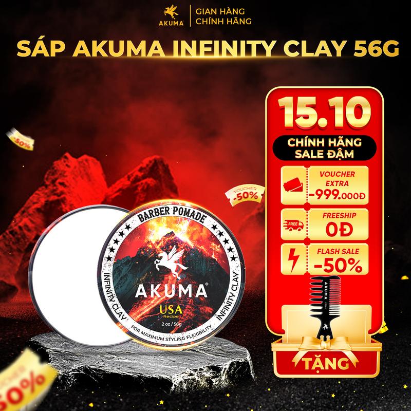 [ĐỘC QUYỀN LIVE] Sáp vuốt tóc AKUMA INFINITY CLAY, Giũ nếp lâu, tạo độ phồng, hương nước hoa nam.