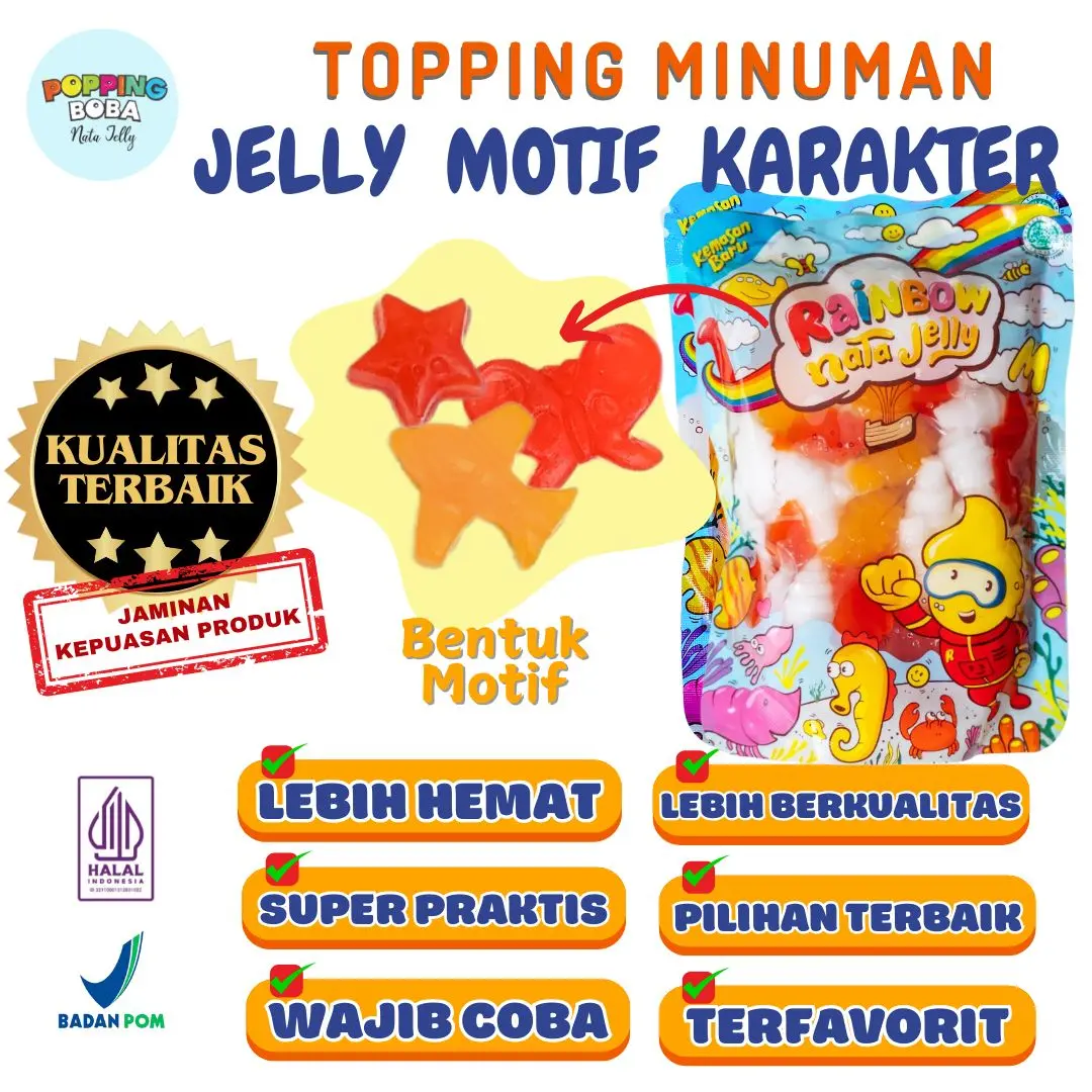 Jelly Motif Karakter Topping Minuman - Jelly Bentuk Motif Aneka Karakter Cocok Untuk Semua Minuman | Popping Boba Meletus Pecah Dimulut Nata Jelly