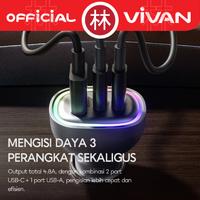 Gambar Vivan CCQ05 Car Charger Dual USB-C +1 USB-A Fast Charging RGB Light with Type C Cable 4.8A Max 24W dari Liem Group Kota Administrasi Jakarta Barat 4 Tokopedia