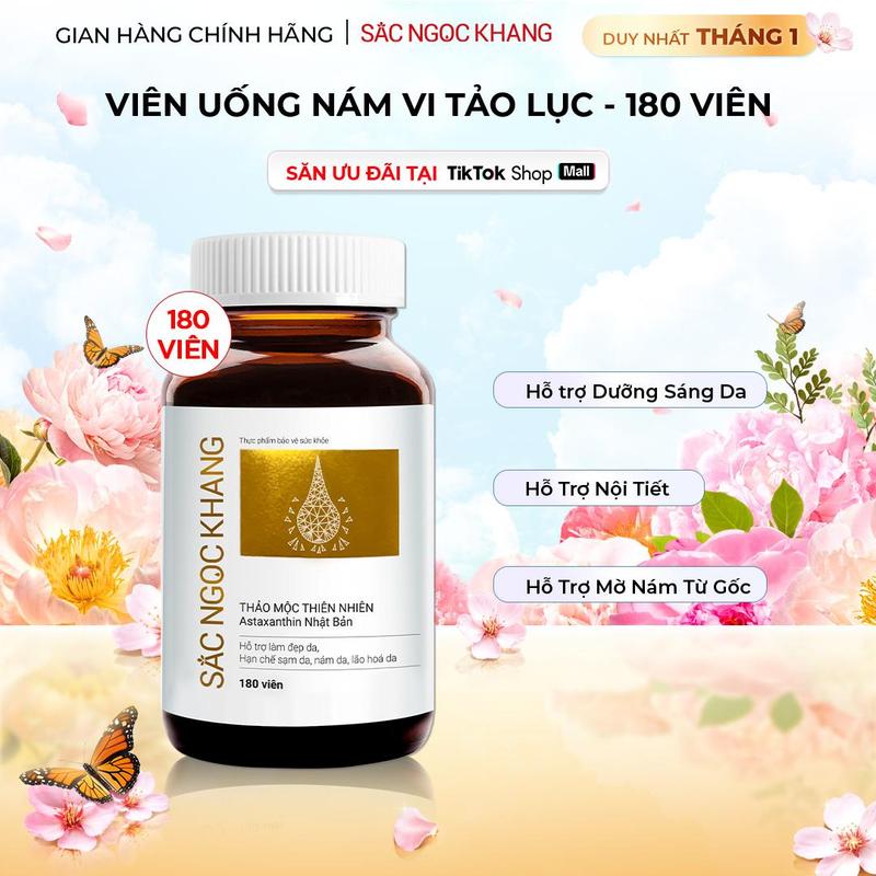  Viên Uống Sắc Ngọc Khang Vi Tảo Lục Nhật Bản  Hộp 180 viên  - Hỗ Trợ Da Tươi Trẻ Cải Thiện Lão Hóa Nội Tiết Tố Sạm Nám Tàn Nhang 