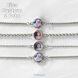 Yubilong.id - Gelang Custom Foto 2 Sisi Dilapisi Resin Tahan Karat