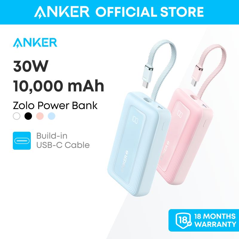 Anker Zolo Sạc dự phòng dung lượng 10.000mAh hỗ trợ sạc nhanh 30W tích hợp dây buộc và cáp USB-C lý tưởng cho du lịch. Bộ pin sạc nhanh tương thích với iPhone 16 15 series MacBook Galaxy iPad và nhiều thiết bị khác. -1688