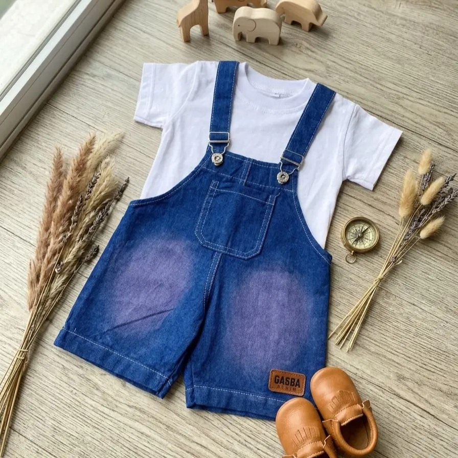 Gasba overall celana UNISEX denim kaos combed