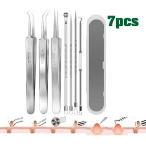 Pinset Komedo Stainless Steel Alat Jerawat Alat Penjepit Komedo Alat Penghilang Komedo Hidung (7 In 1)