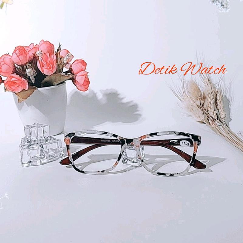 Kacamata Baca Kacamata Plus Frame Kotak Leopard Putih ZZ455D-T Lensa Free Box dan Kain Lap 7
