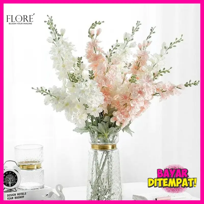 Bunga Snapdragon Cabang2 Bunga Delphinium Sedap Malam/Bunga Artificial Dekorasi/ Bunga Palsu Sedap Malam Dekorasi Tulip (W-189-9) 8