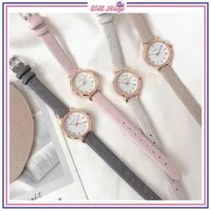 Jam Tangan Wanita Quartz Strap PU Analog Casual Gaya Retro Wanita Persegi Watch Korean Fashion Body Belimbing jam rantai  kecil