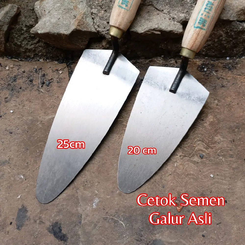 Cetok Semen Galur Asli 2 Pcs Ukuran 20cm dan 25cm dengan Cincin Kuning Anti Lengket Anti Paku untuk Proyek Konstruksi