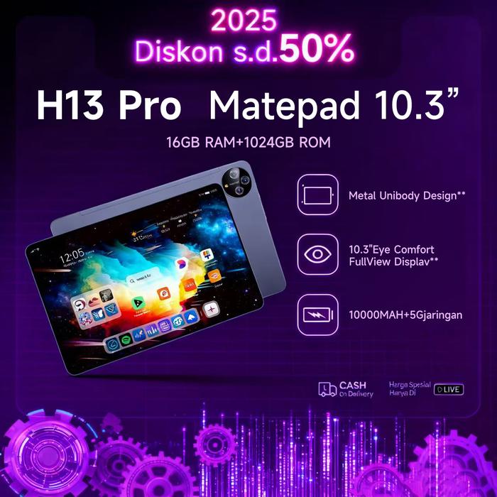 Promo (8) 2025 Baru 5G Tablet H13 10.3 inci baru[16GB+1TB] Pengalaman ...