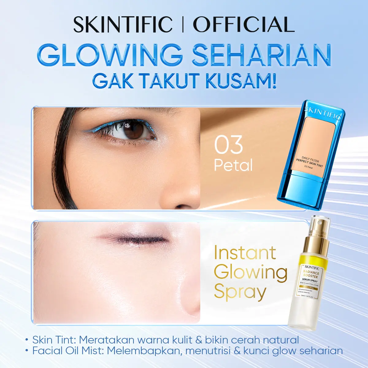 skintint 03 + glowing serum spray