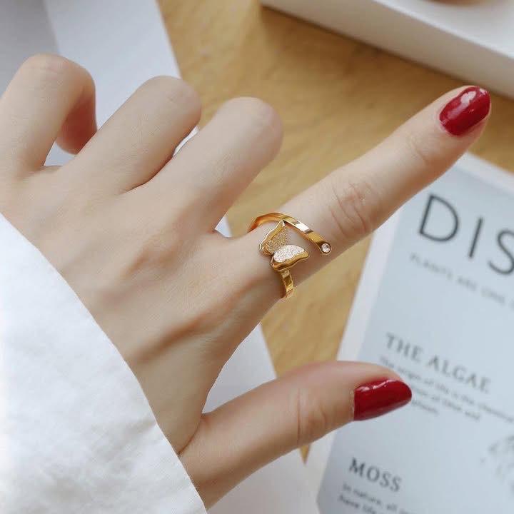 Nhẫn nữ Bướm ,trang sức nữ TITAN CAO CẤP không đen không gỉ