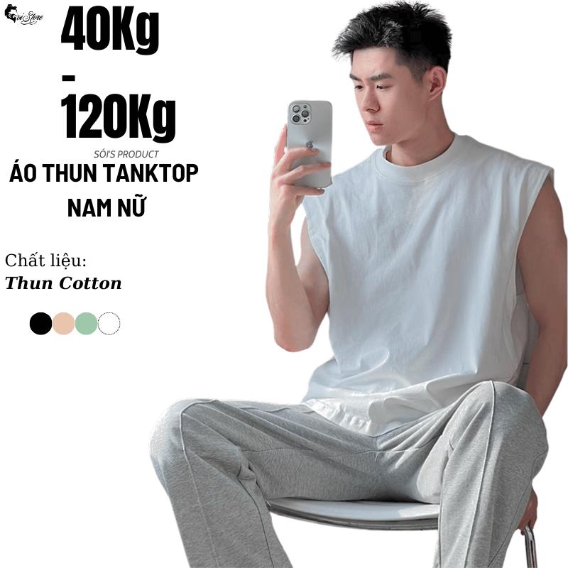 40-110KG Áo Nam Nữ Bigsize Sát Nách Ba Lỗ Tanktop Thời Trang Sói Menswear Cổ Tròn Unisex Trắng Đen