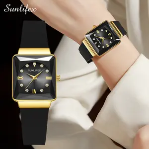 【003Harga telah diganti, cepat beli】Sunlifex Jam Tangan Wanita Original Korea Fashion Tali Silikon Jam Tangan Cewek Analog  SL7727L