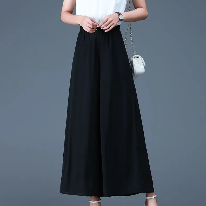 Quần Ống Rộng Cho Nữ, Quần Voan Dài, Muslimah, Ống Rộng, Cạp Cao