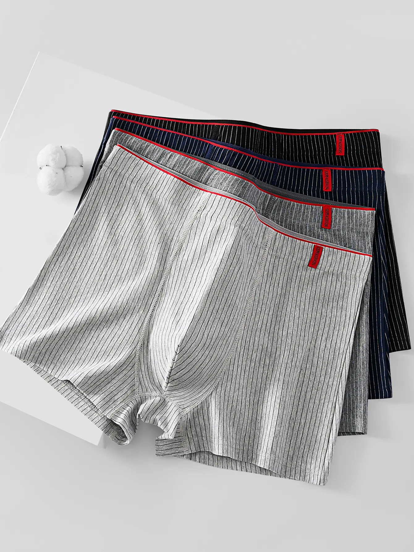 4-pack men's boxer briefs, stripes, simple and fashionable, boxer toe, comfortable and breathable, youth mid-rise trousers