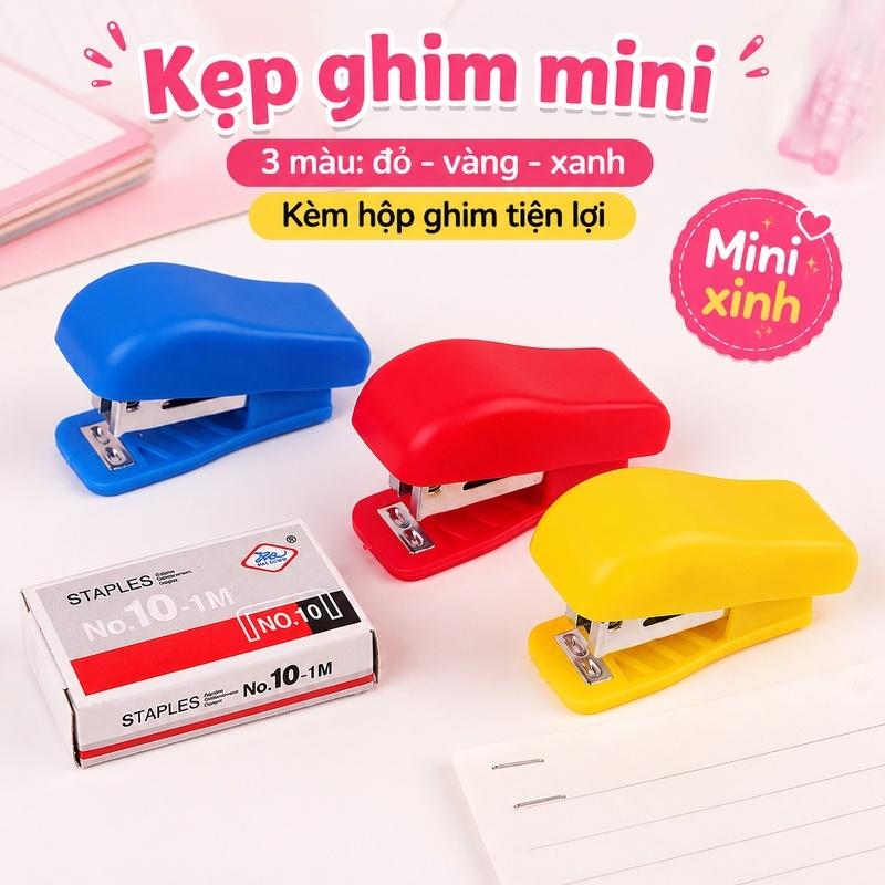 Bộ Máy dập ghim mini kèm hộp đinh ghim đi cùng văn phòng phẩm tiện dụng