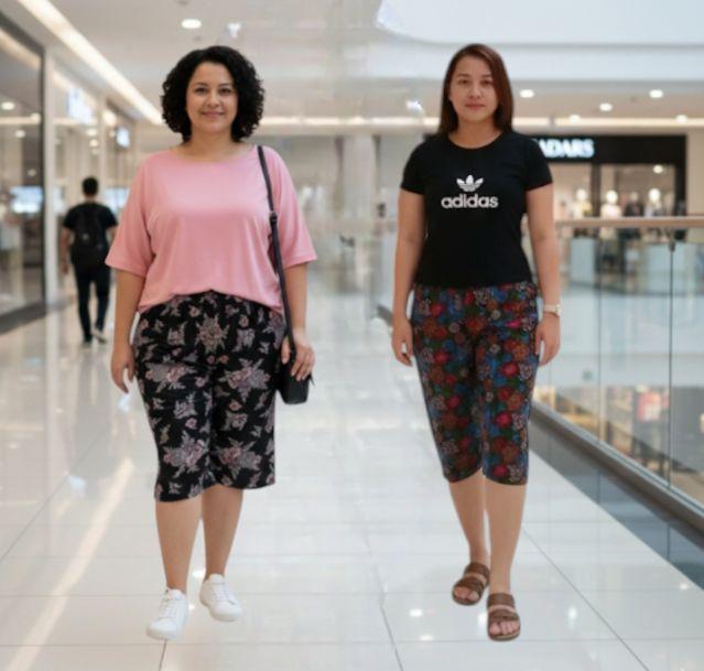 Celana 7/8 Jumbo / Celana Pendek Wanita / Legging Big Size / Celana Kain Motif Bunga / Celana Hairan Cewe Kekinian