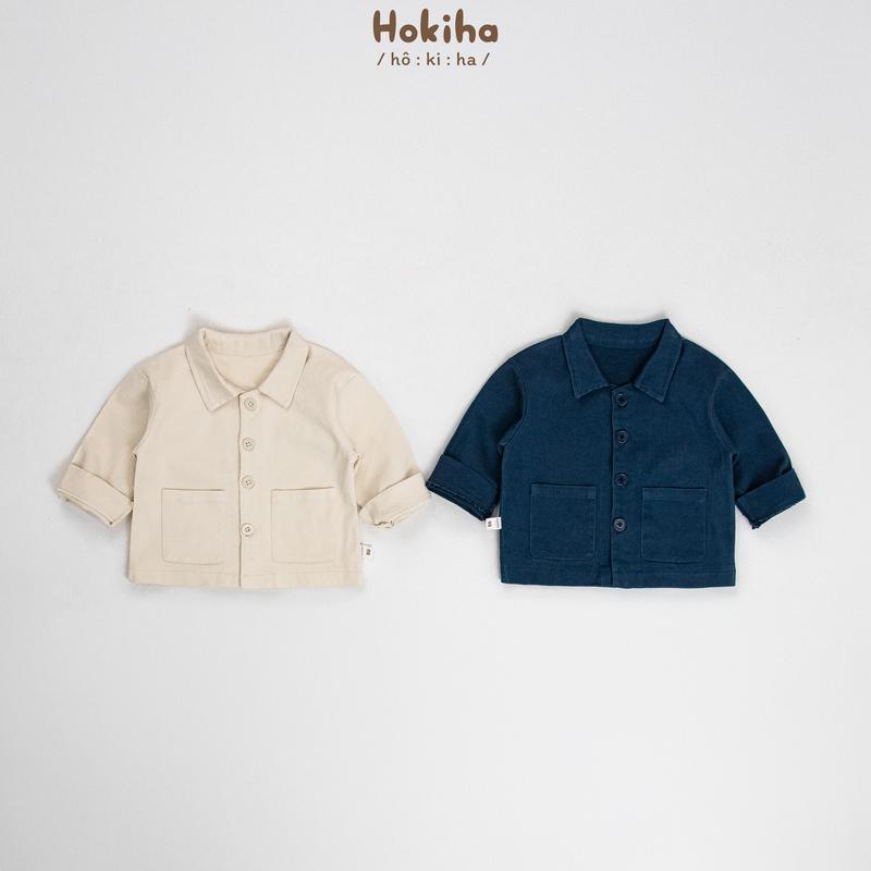 Hokiha AK218-Áo khoác kaki mềm phối túi cho bé trai bé gái vải kaki mềm mại thoáng khí size từ 8-17kg