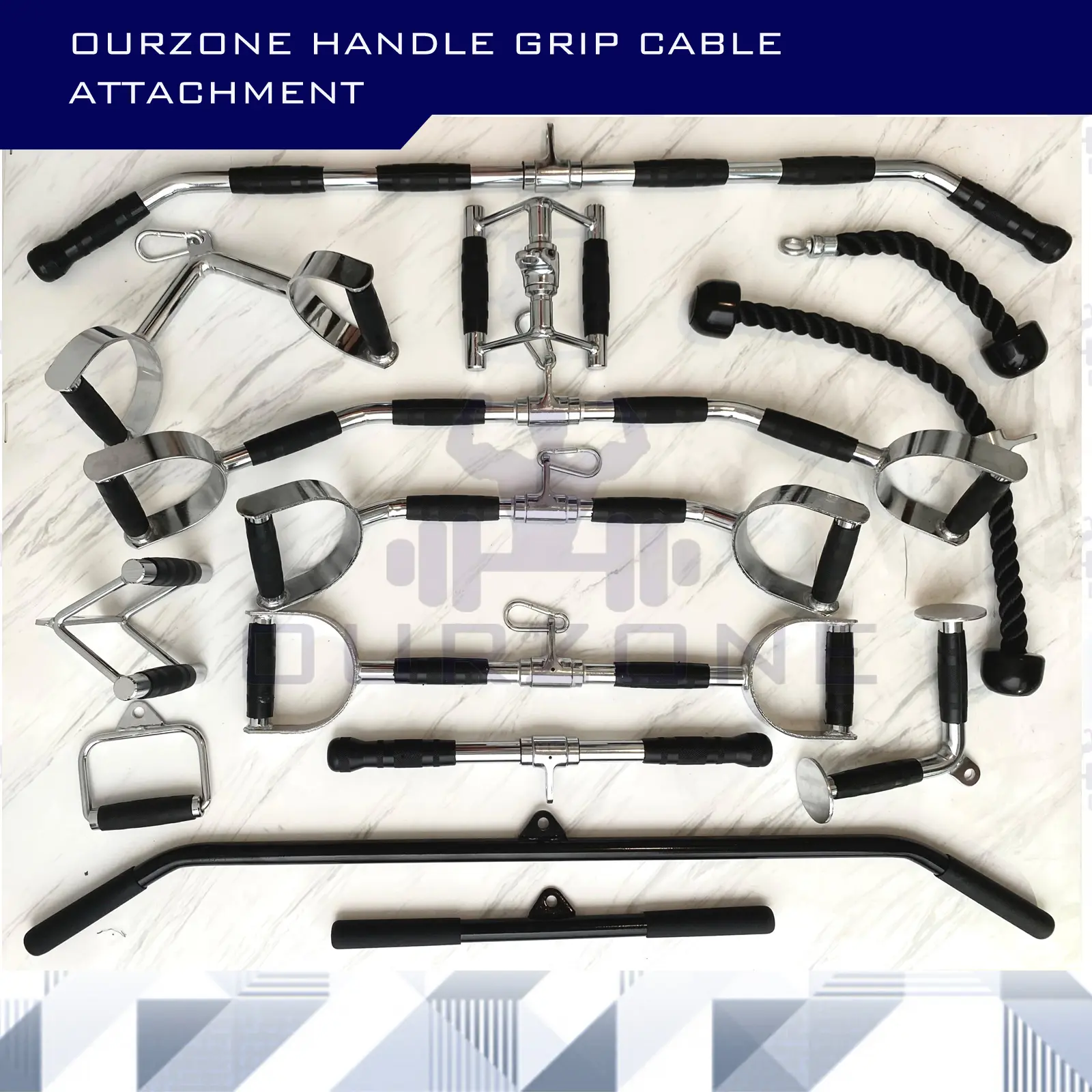 Cable Attachment Grip Handle Bar Besi Pegangan Gym Fitnes Tricep rope, Seated row, D handle grip, Power grip, Lat Pull Down, Simple Pulley, Curl Cable Bar