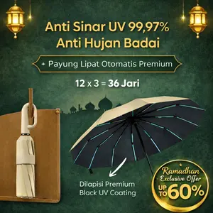 SevenPlus Payung Lipat Otomatis Buka Tutup Buckle Handle Anti UV 99.97% BerSertifikat Anti UV Premium besar otomatis payung mobil berkualitas tahan hujan panas matahari jumbo sekolah diskon murah uv block blok Protection anti bocor