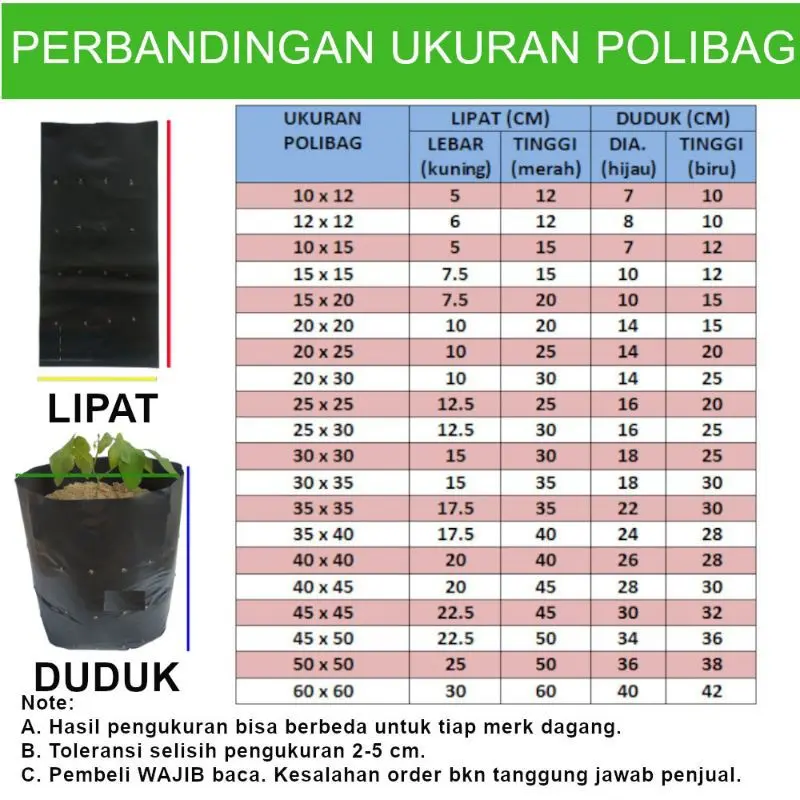 Polybag Polibag Polibek Pot Plastik 250gram 10x10 10x12 10x15 12x12 12x15 15x15 18x18 15x20 20x20 20x25 25x25 25x30 30x30 30x35 30x40 35x35 35x40 40x40 40x45 40x50 45x45 45x50 50x50 1