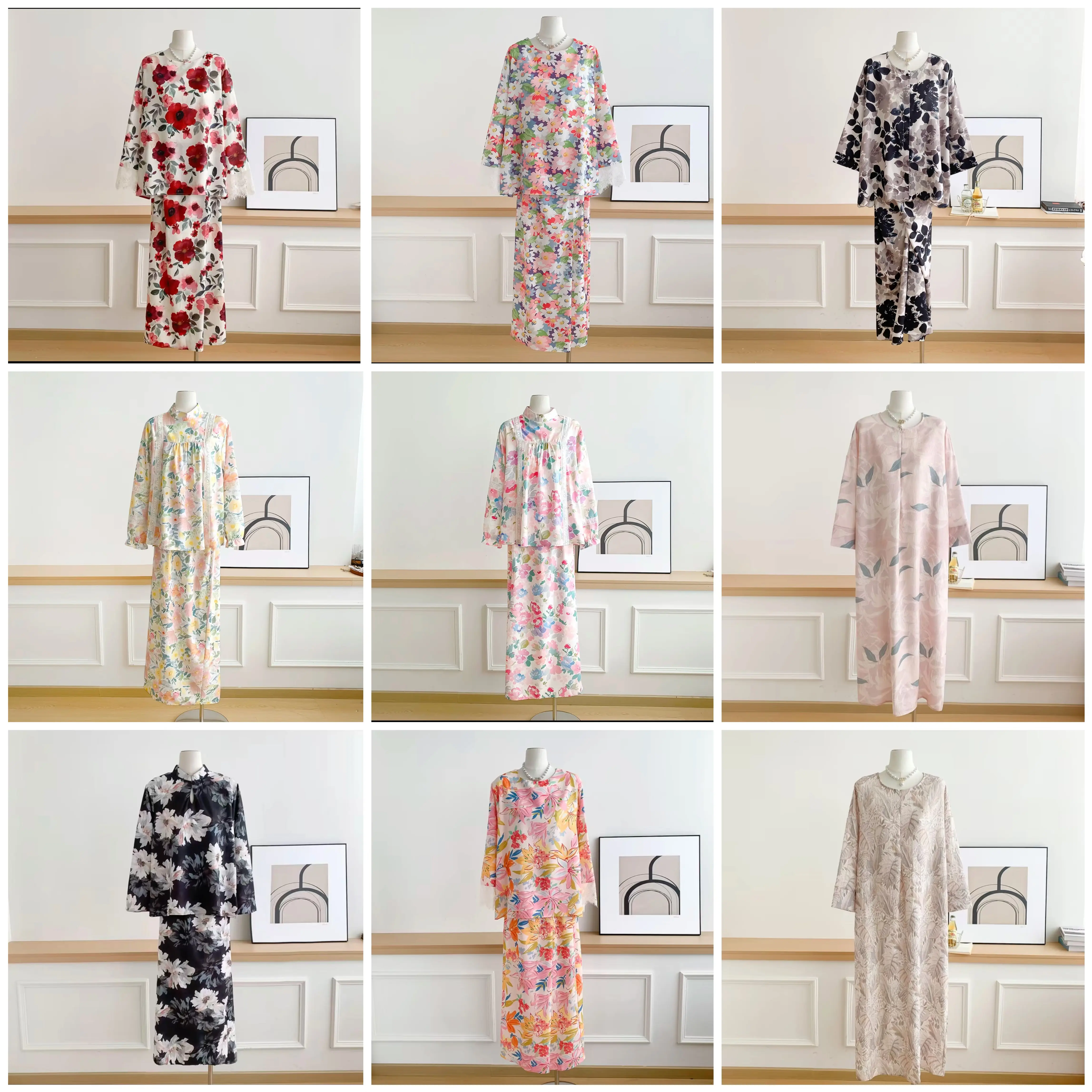 （Semua model ada di bag 1 sesuai kode baju）Pakaian Muslim dengan berbagai motif bunga, sederhana, modis, dan elegan