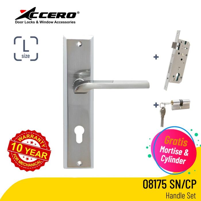 Gambar Plat Handle Set Accero 08175 Ukuran L - Silver handle  pintu dari evomab Kota Administrasi Jakarta Barat Tokopedia