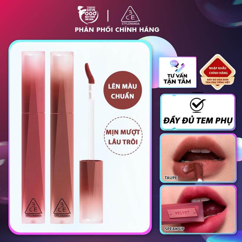  Son Kem Lì 3CE Nhung Lì Velvet Lip Tint Plush 4g 