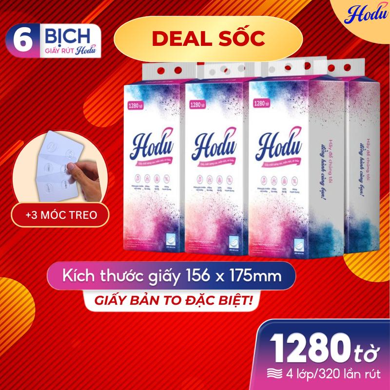 Hodu [LIVE] COMBO 6 BỊCH Giấy Rút Đa Năng 4 Lớp Treo Tường 1280 Tờ An Toàn Tiện Lợi Kích Thước 156x175mm Giấy Ăn Cao Cấp Treo Tường Tặng 3 Móc Treo Giữ Vệ Sinh Hiện Đại 1280 tờ 4 lớp/320 lần rút