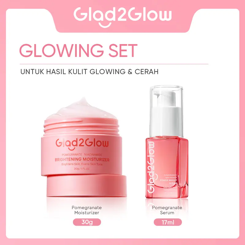Glad2Glow Day&Night Renew Bundle 4in1 - 4 PCS Barrier Skincare Paket-Brightening Moisturizer+Retinol Moisturizer+Brightening serum + Peeling solution Ceramide Kering Membersihkan Wajah Acid Cooling Kotoran Mencerahkan Vitamin 2
