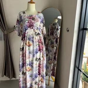 NESTUFF DRESS SIKAK PANJANG RAYON VISCOSE PREMIUM BUSUI RESLETING TALI CHIBI KANAN KIRI