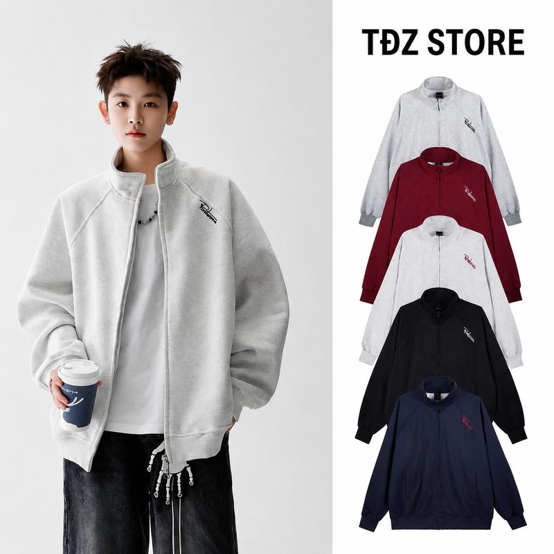 Áo Khoác Nỉ Zip Thêu Chữ Kí Nam Nữ BFL Form Boxy Chất Liệu Nỉ Hai Da Mặc Được 4…