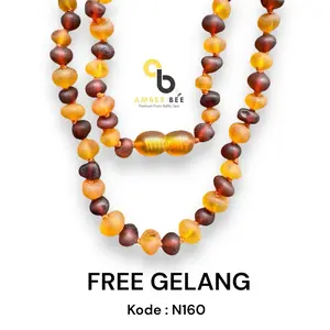 AMBER BEE Kalung Amber ORI Baltic Pereda Nyeri Tumbuh Gigi Bayi dan Anak N160
