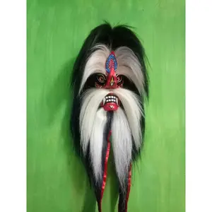 Ganongan Kayu Rambut Sintetis Muka Merah Mata Kaca Rambut Sintetis Ukuran Dewasa