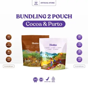 Hotto Paket Bundling Hotto Purto & Hotto Cocoa Multigrain Dark Cacao 16 Sachet 30g Serat 15 Bijinija Energij Morale Sempurna