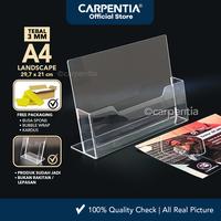 Gambar Carpentia | Brochure Holder Acrylic tebal 3 mm - Tempat Brosur Akrilik A4 Horizontal Landscape - Tipe A Bening - [Rak Pamflet Display Flyer Meja Desk] dari Carpentia Indonesia Kota Tangerang Selatan 2 Tokopedia