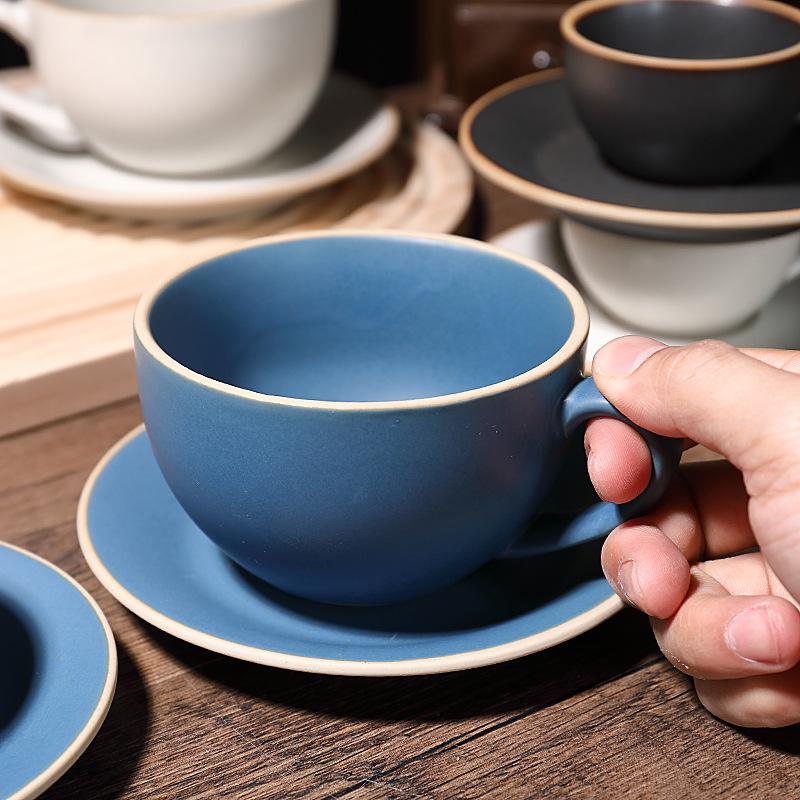Product Introduction of Ceramic Coffee cup and saucer set Continental Latte cup Coffee shop home office breakfast cup personalized cup and saucer  mug drinkware reusable washable andwear-resistant 13