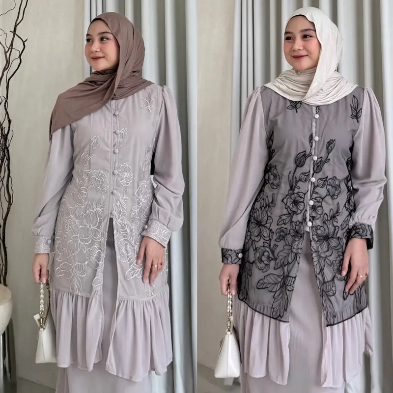 Stuffcisy Safwa Ready (MOTIF 3) Oneset Ceruti Puring Kondangan Lamaran Wisuda Daily Panjang Setelan Rok Terbaru Kondangan Rempel Formal Muslim Kancing Wanita Nyaman Ceruty 3