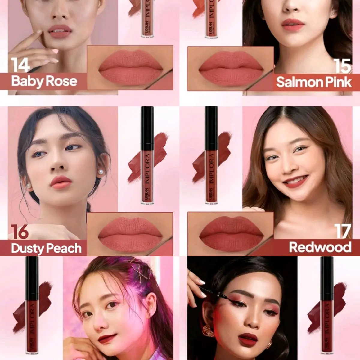 IMPLORA URBAN LIP CREAM MATTE ORIGINAL Urban Lip Cream 20 Shades Lipcream matte yang ringan saat dipakai dan cepat kering, teksturnya creamy. Untuk yg merasa bibirnya kering bisa aplikasikan lipbalm dulu sebelum pakai lipcream. Tahan lama selama tdk dip
