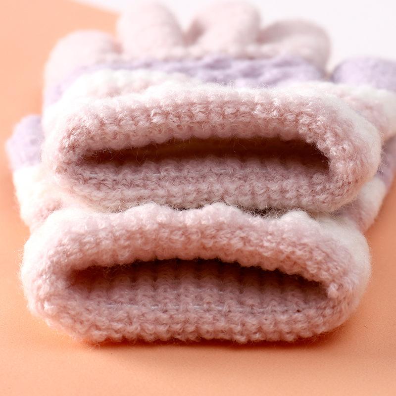 Product Introduction of Winter Striped Baby Knit Gloves Colorful Newborn Warm Finger Gloves Girls Boys Elastic Warm Gloves 26