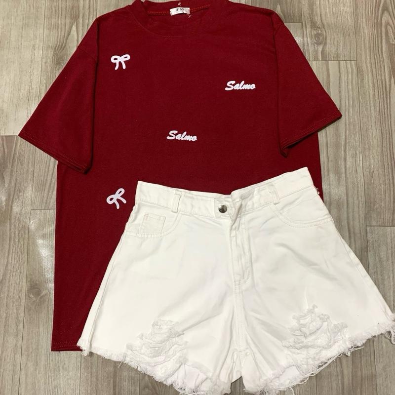  Set bộ đồ nữ áo thun from rộng chất cotton khô dày dặn 3158 mix quần short jean rách cá tính  trẻ trung  năng động - Samol 