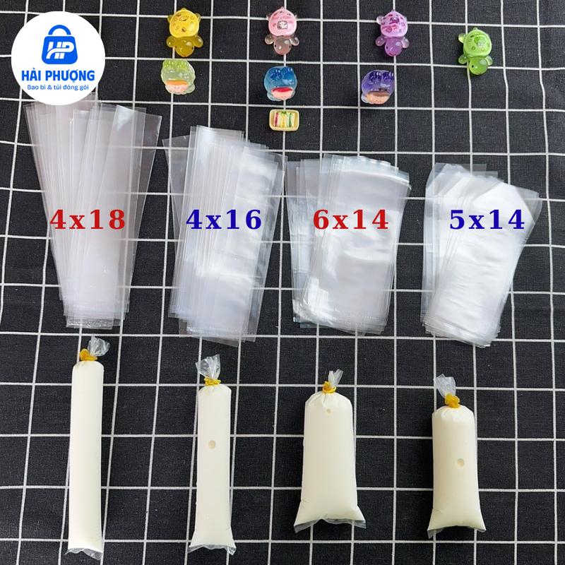 100gr Túi Nilon làm sữa chua - kem túi BAO BÌ HẢI PHƯỢNG với 4 kích cỡ khác nhau đáy túi dày dặn