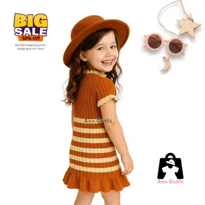 Dress Rajut Stripe Anak perempuan Premium Lengan Pendek Curly Ann Outfit Fashion