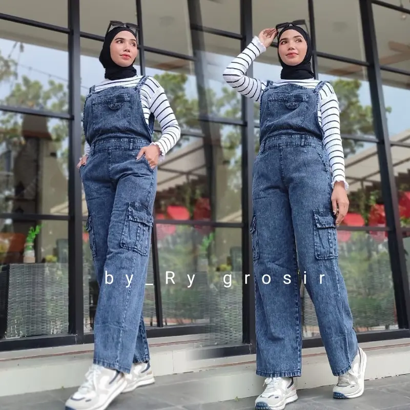 Jamsuit Overall Wanita Bahan Katun Twill Polos Panjang Dan Jamsuit jeans 6