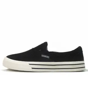 Sepatu Slip On SIDSNEAKS 37-44 untuk Pria dan Wanita - Corduroy Hitam Putih - Flat, Canvas Sneakers Shoes