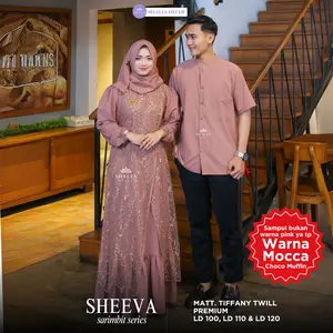 Sheeva Dress Sarimbit Couple Keluarga Luxury | Gamis Kemeja Koko Brokat Tile Premium BUSUI Muslim Kondangan | Couple Set Lebaran Baju Pasangan Syari Simple Kekinian