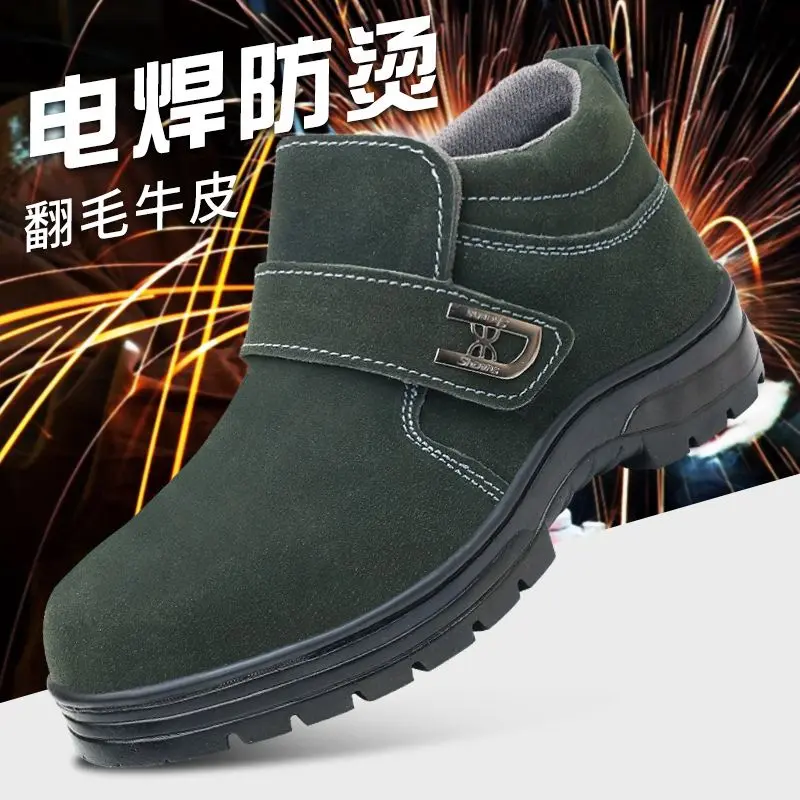 Giày Bảo Hộ Lao Động Nam, Mũi Thép Chống Bỏng, Chống Bắn Nước, Chống Bắn Nước, Thoáng Khí, Giày Đi Làm Cổ Cao, Thích Hợp Cho Thợ Hàn, Chống Va Đập Và Chống Đâm thủng, 2024