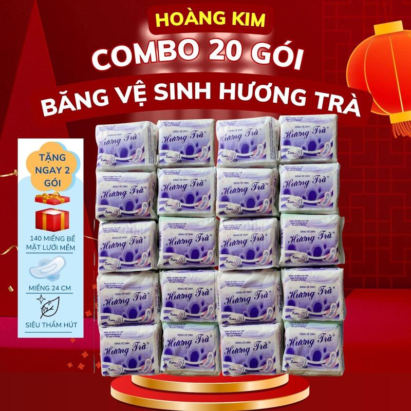  Combo 20 Gói Băng Vệ Sinh Ban ngày  Hương Trà Siêu Mỏng Có Cánh  gói 7 miếng Bề Mặt Lưới Mềm Nữ Tampon 