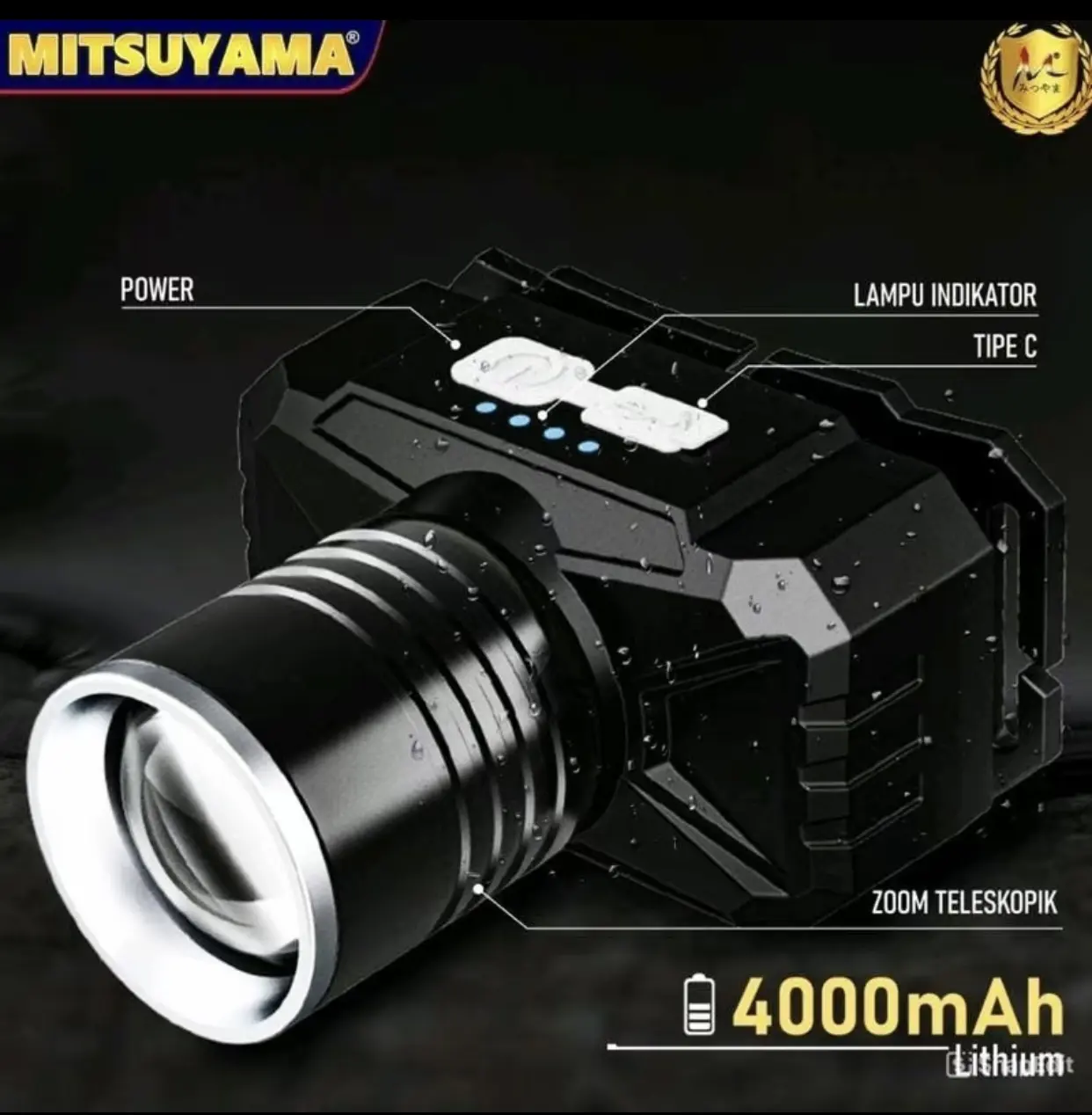 【COD】Lampu Kepala LED/Super Terang 4000 Lumen/USB Charging Senter/Sorot Dengan 3 Mode Cahaya Baterai  KX306