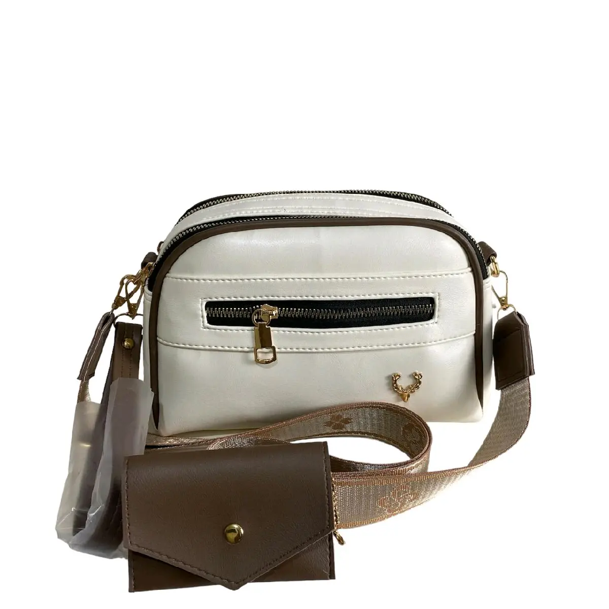 tas salempang wanita model dua ruang bahan kulit premium